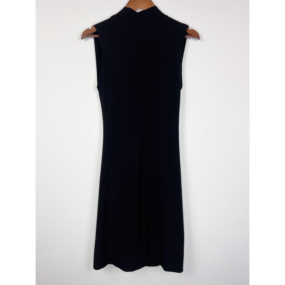 Norma Kamali Black Draped Surplice Midi Dress M Sleeveless Stretch Bodycon - Picture 9 of 11